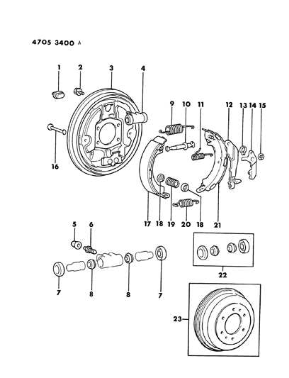 1984 Dodge Ram 50 Brakes, Rear Diagram 1 - Thumbnail