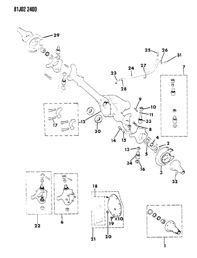 1986 Jeep J10 Housing - Front Axle Diagram 2 - Thumbnail