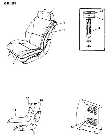 1987 Dodge Lancer Front Seat Diagram 1 - Thumbnail