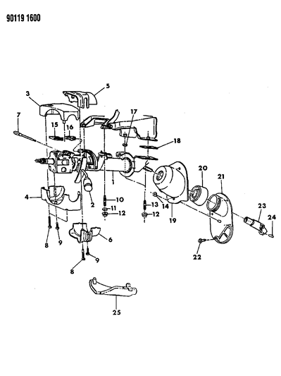 1990 Chrysler New Yorker Base Model Column, Steering, Upper And Lower Diagram