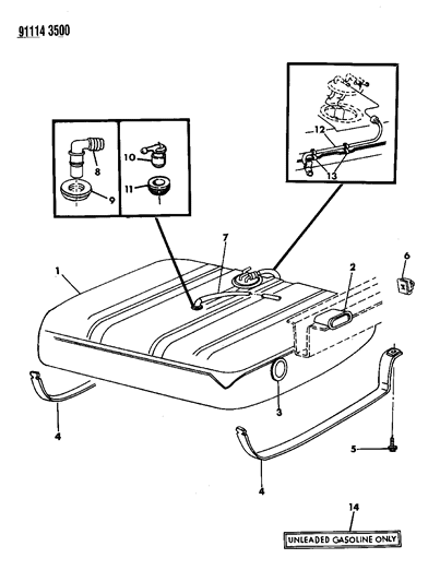 1991 Chrysler Town & Country Fuel Tank Strap Diagram for 4682784