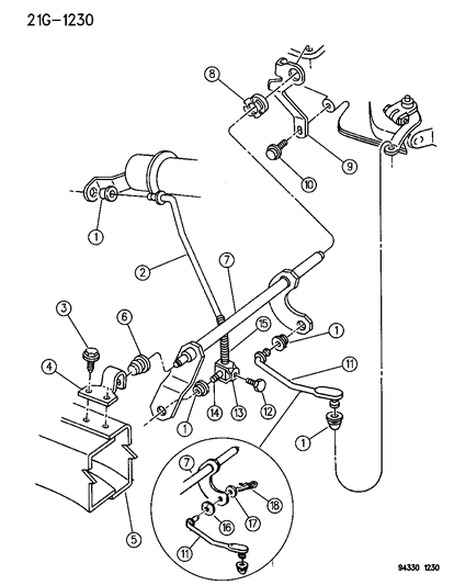 1996 Dodge Dakota Controls , Gearshift , Lower Diagram 1 - Thumbnail