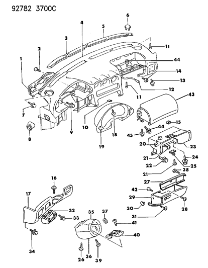 1994 Dodge Stealth Lower Column Cover Diagram for MB766517