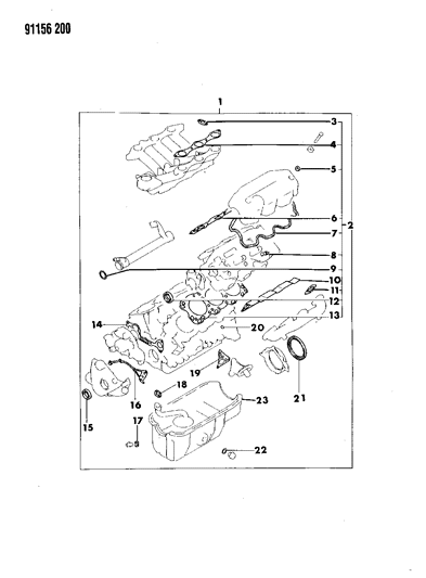1991 Chrysler Town & Country Overhaul Gasket Set Diagram for MD997494
