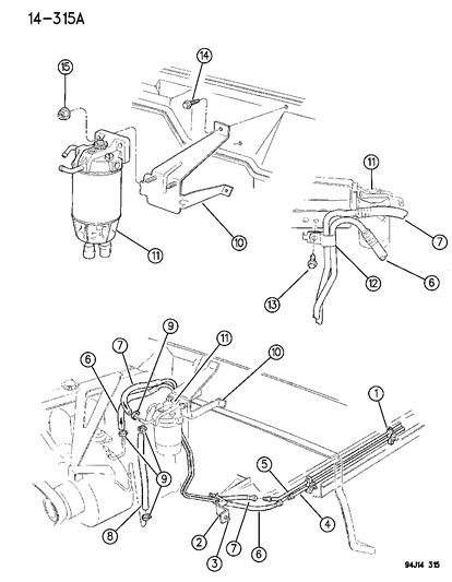 1996 Jeep Cherokee Fuel Lines, Front Diagram 1 - Thumbnail