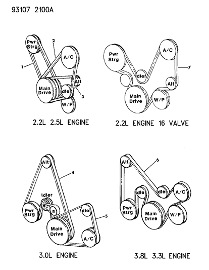1993 Chrysler LeBaron Serpentine Belt Diagram for 4612461