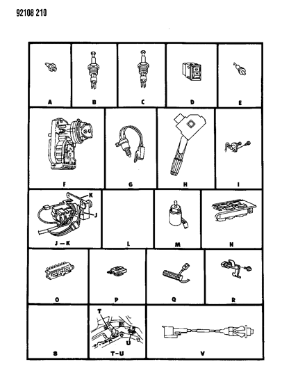 1992 Dodge Spirit Lock Switch Diagram for 4373395