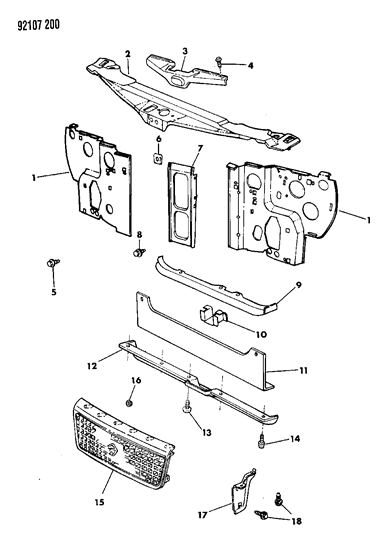 1992 Dodge Spirit Grille Diagram for 4451915