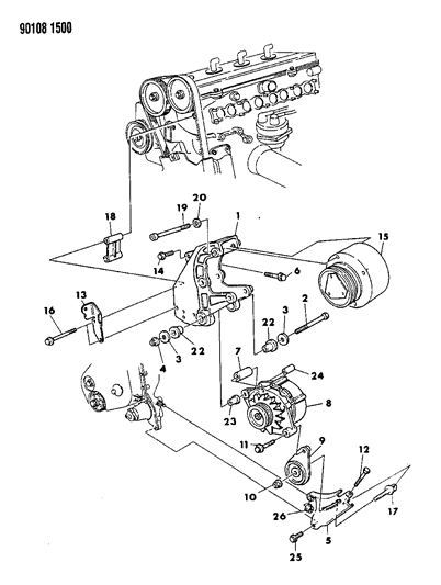 1990 Chrysler New Yorker Base Model Alternator & Mounting Diagram 1 - Thumbnail