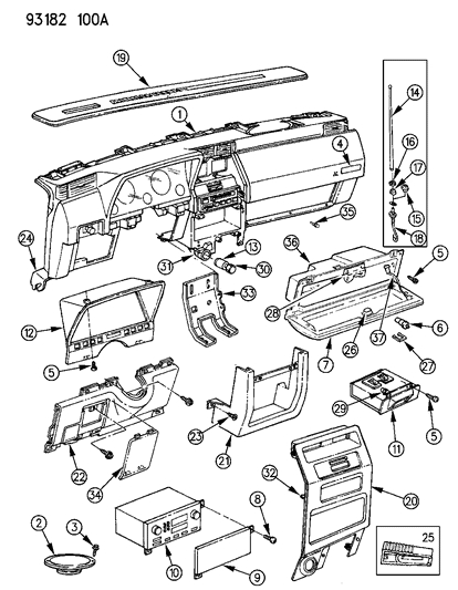 1993 Dodge Shadow Knob Package, Black , (Ray) Diagram for 4741435