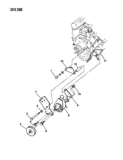 1989 Dodge D150 Pump Mounting - Power Steering Diagram 1 - Thumbnail