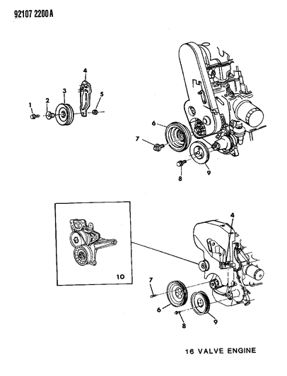 1992 Chrysler LeBaron GTC Drive Pulleys Diagram 1 - Thumbnail