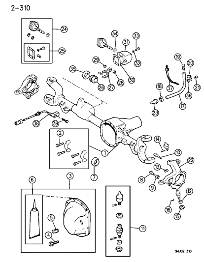 1995 Jeep Wrangler Housing - Front Axle Diagram 1 - Thumbnail