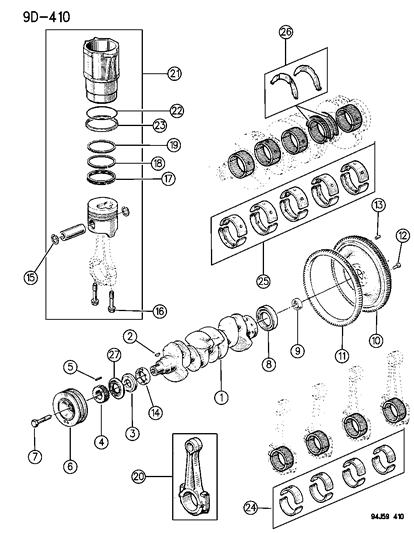1994 Jeep Cherokee Crankshaft , Piston & Torque Converter Diagram 2 - Thumbnail