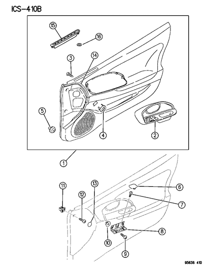 1996 Chrysler Sebring Coupe Front Door Panels Diagram