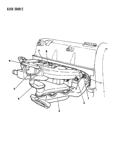 1986 Chrysler LeBaron Base Manifolds - Intake & Exhaust Diagram 1 - Thumbnail