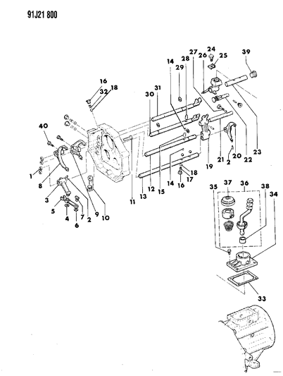 1993 Jeep Wrangler Forks, Rails, Shafts Diagram 1 - Thumbnail