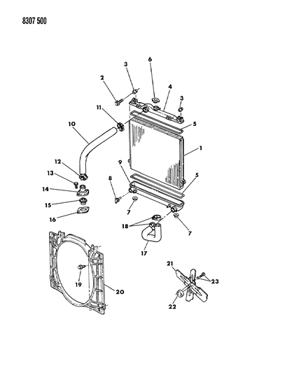1989 Dodge Dakota Radiator & Related Parts Diagram 3 - Thumbnail