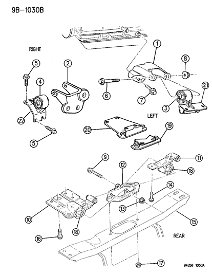 1994 Jeep Grand Cherokee Mount Bracket Diagram for 52017851