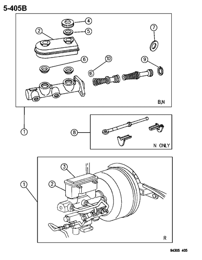 1994 Dodge Ram Van Master Cylinder, Brake Diagram for V1108450AA