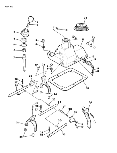 1984 Dodge D350 Controls, Gearshift Diagram