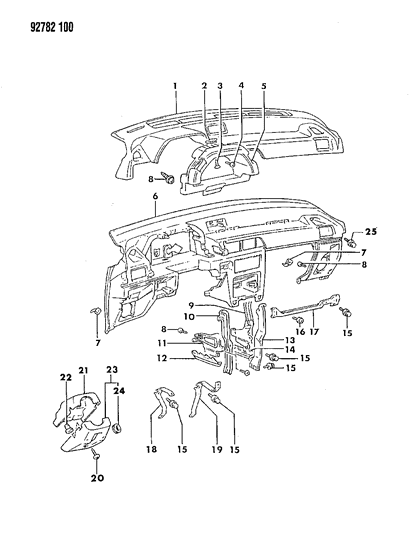1994 Dodge Colt Instrument Panel Diagram 4 - Thumbnail