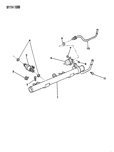 1991 Chrysler LeBaron GTC Fuel Rail & Related Parts Diagram 1 - Thumbnail