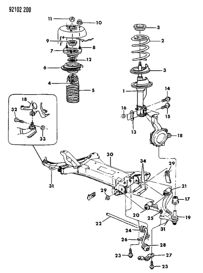 1992 Dodge Spirit Stabilizer Bar Bushing Diagram for 5272209