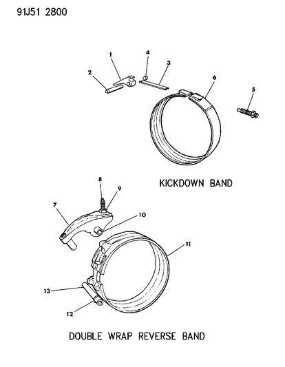 1993 Jeep Grand Wagoneer Bands, Reverse & Kickdown With Linkage Diagram 1 - Thumbnail