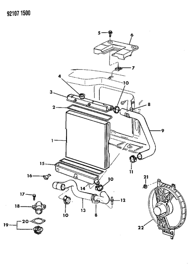 1992 Dodge Caravan Radiator & Related Parts Diagram 2 - Thumbnail