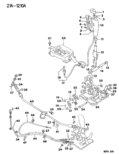 1996 Dodge Stealth Controls, Gearshift of Automatic Transmission Diagram