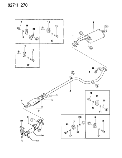 1993 Dodge Colt Exhaust System Diagram 2 - Thumbnail