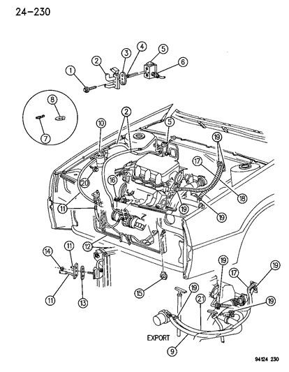 1994 Chrysler LeBaron GTC Plumbing - A/C & Heater Diagram