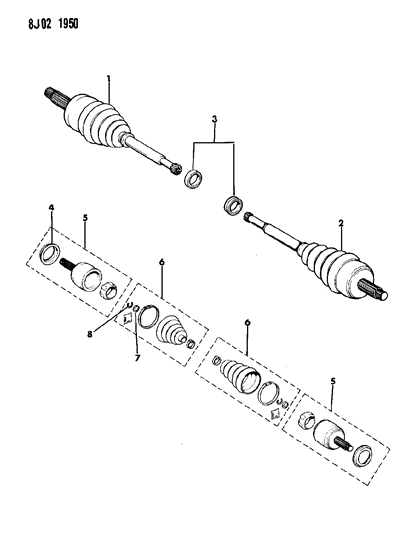 1987 Jeep Wagoneer Shafts - Front Axle Diagram 2 - Thumbnail