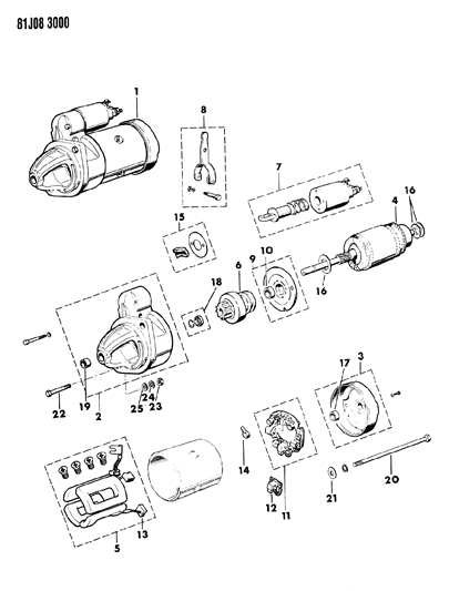 1984 Jeep Wrangler Starter & Mounting Diagram 1 - Thumbnail