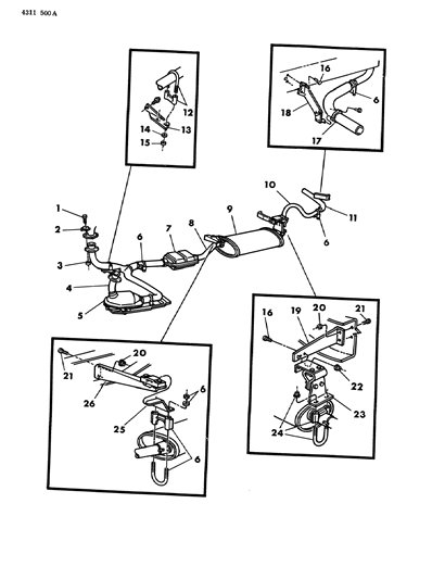 1984 Dodge W150 Exhaust Pipe Diagram for E0040491