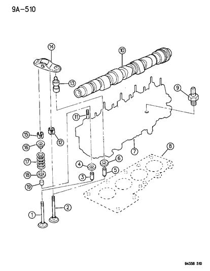 1994 Dodge Dakota Camshaft & Valves Diagram 1 - Thumbnail