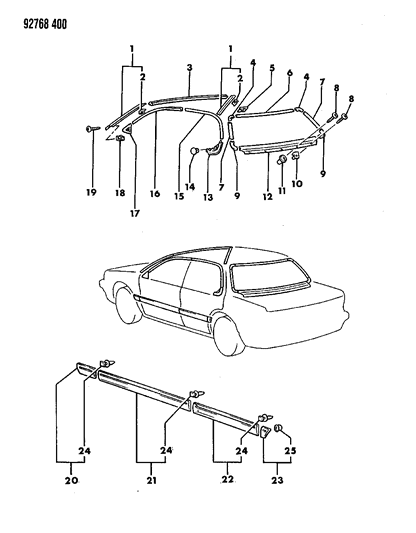 1992 Dodge Colt Mouldings Diagram 2 - Thumbnail