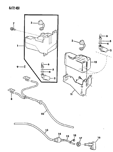 1989 Jeep Wrangler Washer Pump Diagram for 5252217