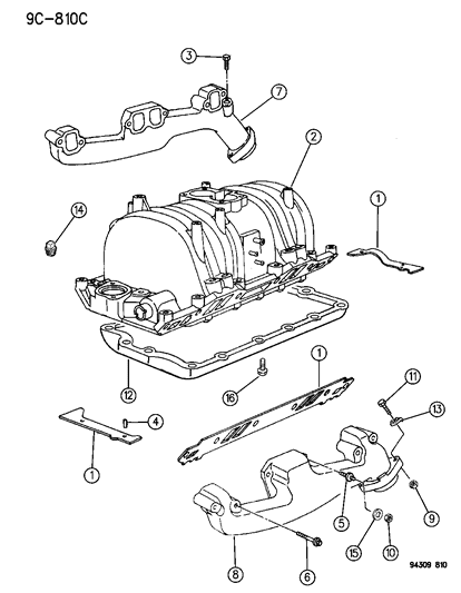 1994 Dodge Ram Wagon Manifolds - Intake & Exhaust Diagram 3 - Thumbnail