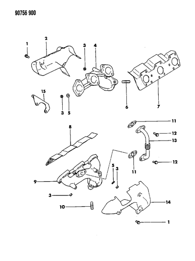 1990 Dodge Ram 50 Manifolds - Intake & Exhaust Diagram 2 - Thumbnail