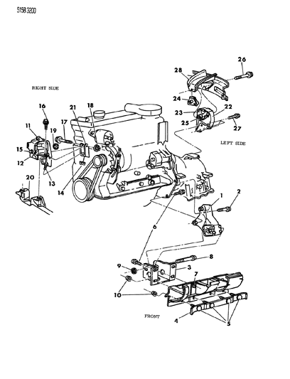 1985 Chrysler LeBaron Motor Mount Diagram for 4191891