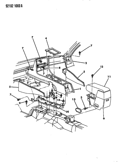 1992 Chrysler LeBaron Sedan Console Diagram