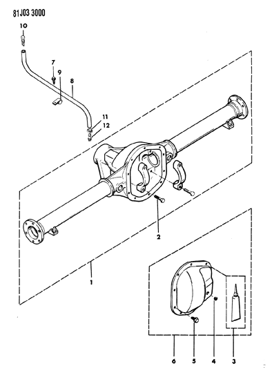 1985 Jeep J20 Axle Housing, Rear Diagram 2 - Thumbnail