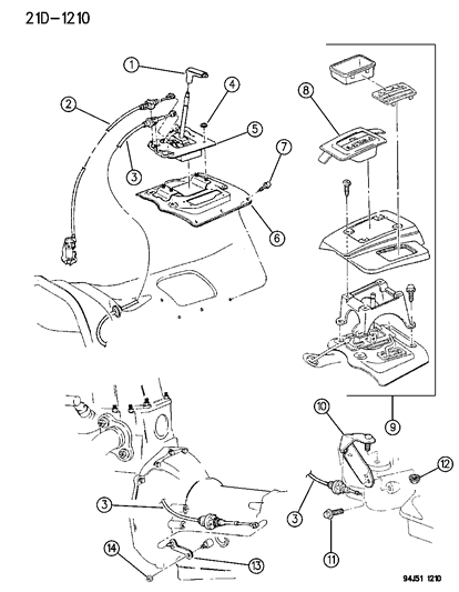 1995 Jeep Grand Cherokee Controls , Gearshift , Floor Mounted Diagram 2 - Thumbnail