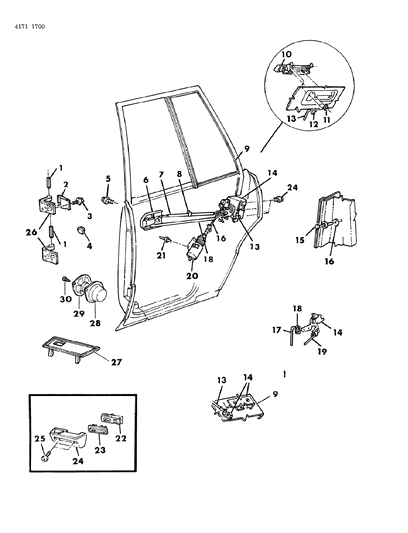 1984 Chrysler New Yorker Door, Rear Shell, Handles & Controls Diagram