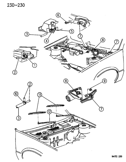 1994 Chrysler LeBaron GTC Windshield Wiper & Washer System Diagram