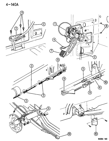 1994 Dodge Ram 1500 Handle And Cable Assembly, Parking Brake Lever Diagram for 52078327