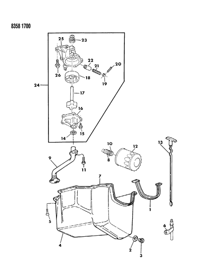1989 Dodge Dakota Engine Oiling Diagram 1 - Thumbnail