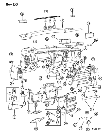 1994 Jeep Grand Cherokee Lamp Switch, Front Diagram for 4565022